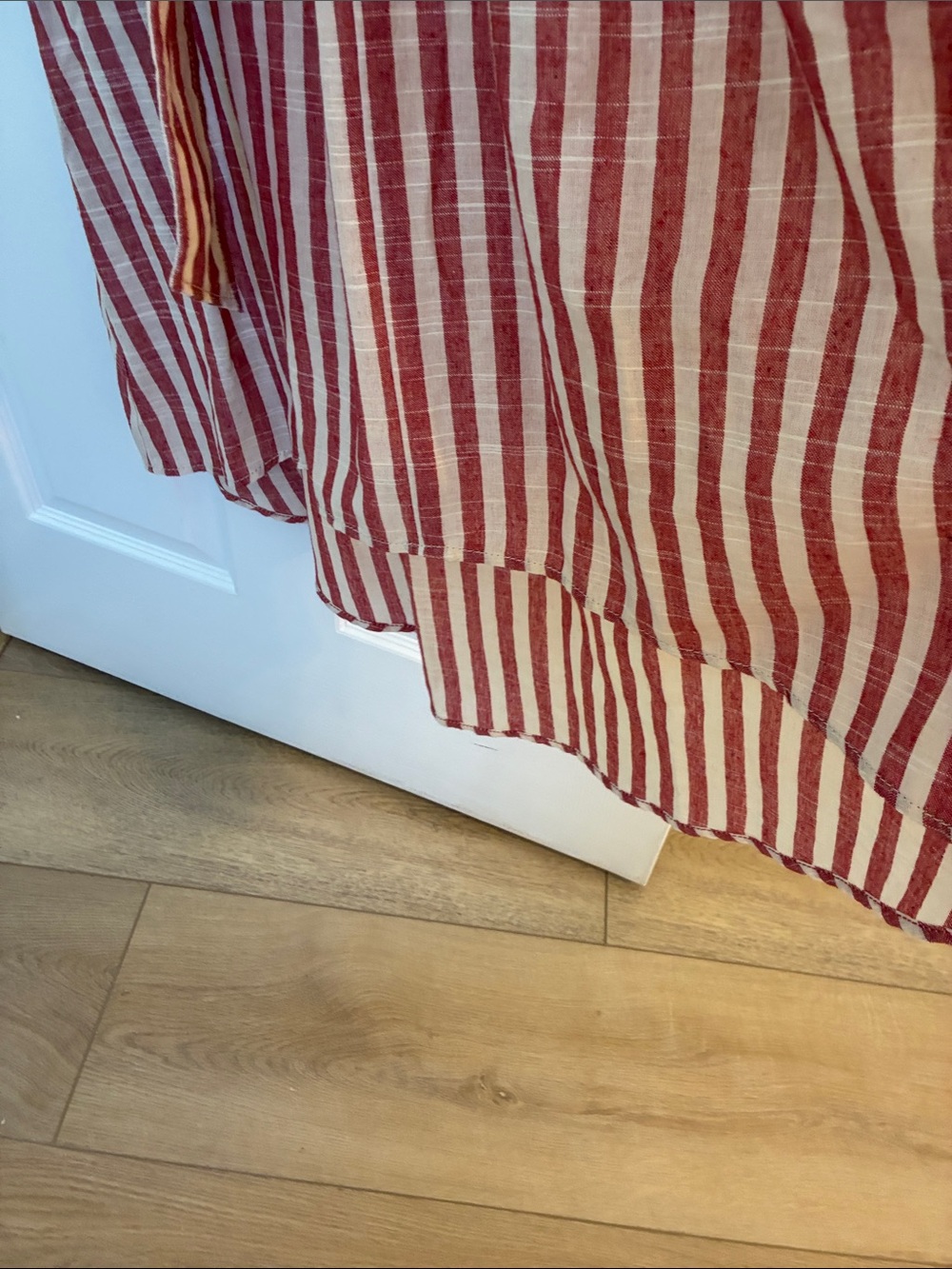 Max Studio Red and White Striped V-Neck Belted Midi Dress - Picture 9 of 9